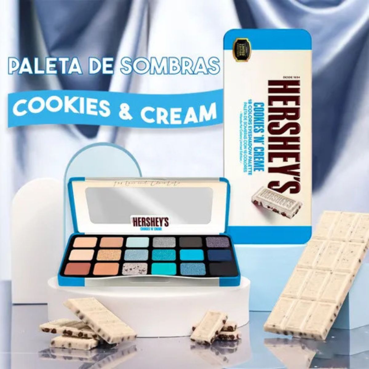 Foto 6 pulgar | Paleta De Sombras Hershey’s Cookies & Cream. Republic Cosmetics. Sombras Para Ojos 18 Tonos.