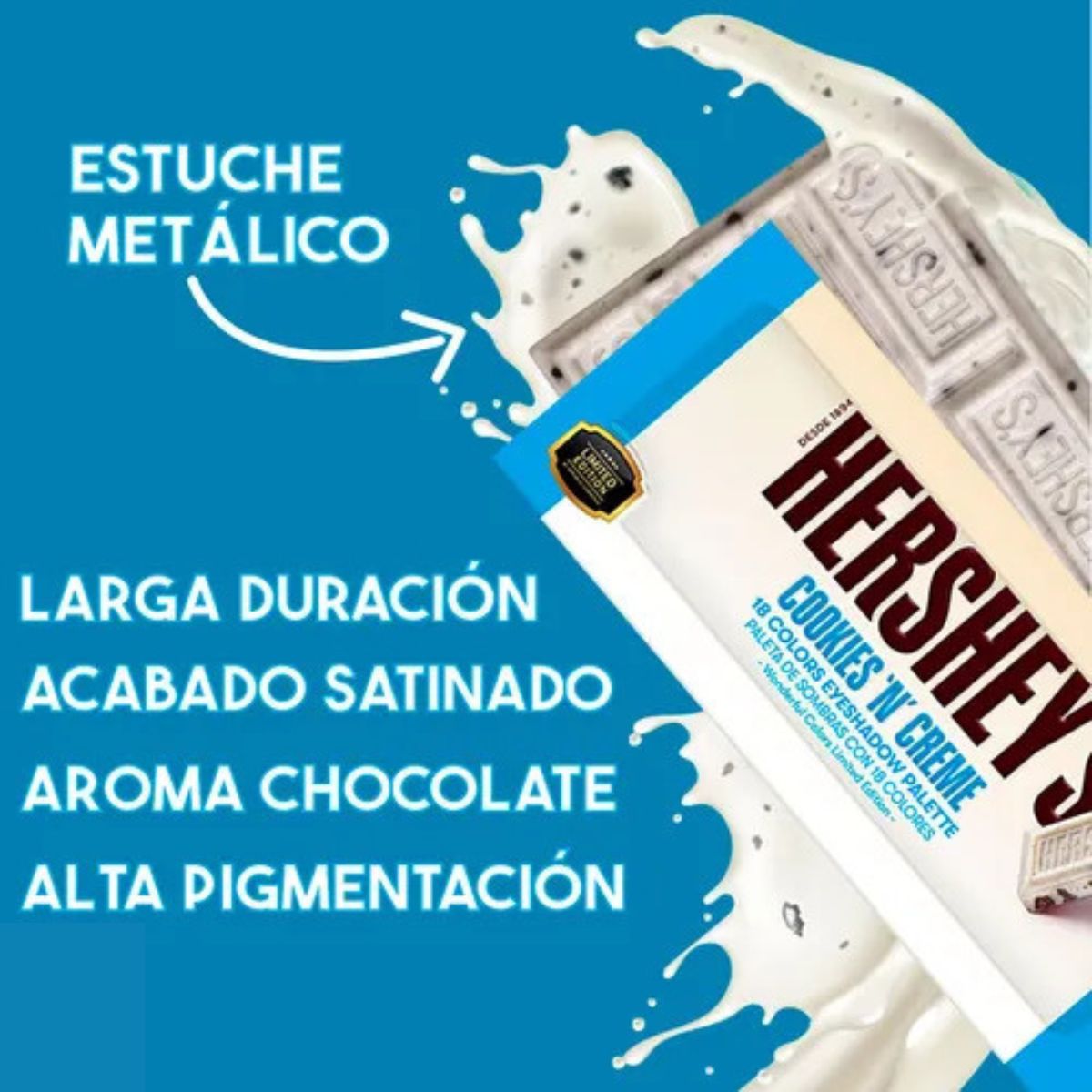 Foto 7 pulgar | Paleta De Sombras Hershey’s Cookies & Cream. Republic Cosmetics. Sombras Para Ojos 18 Tonos.