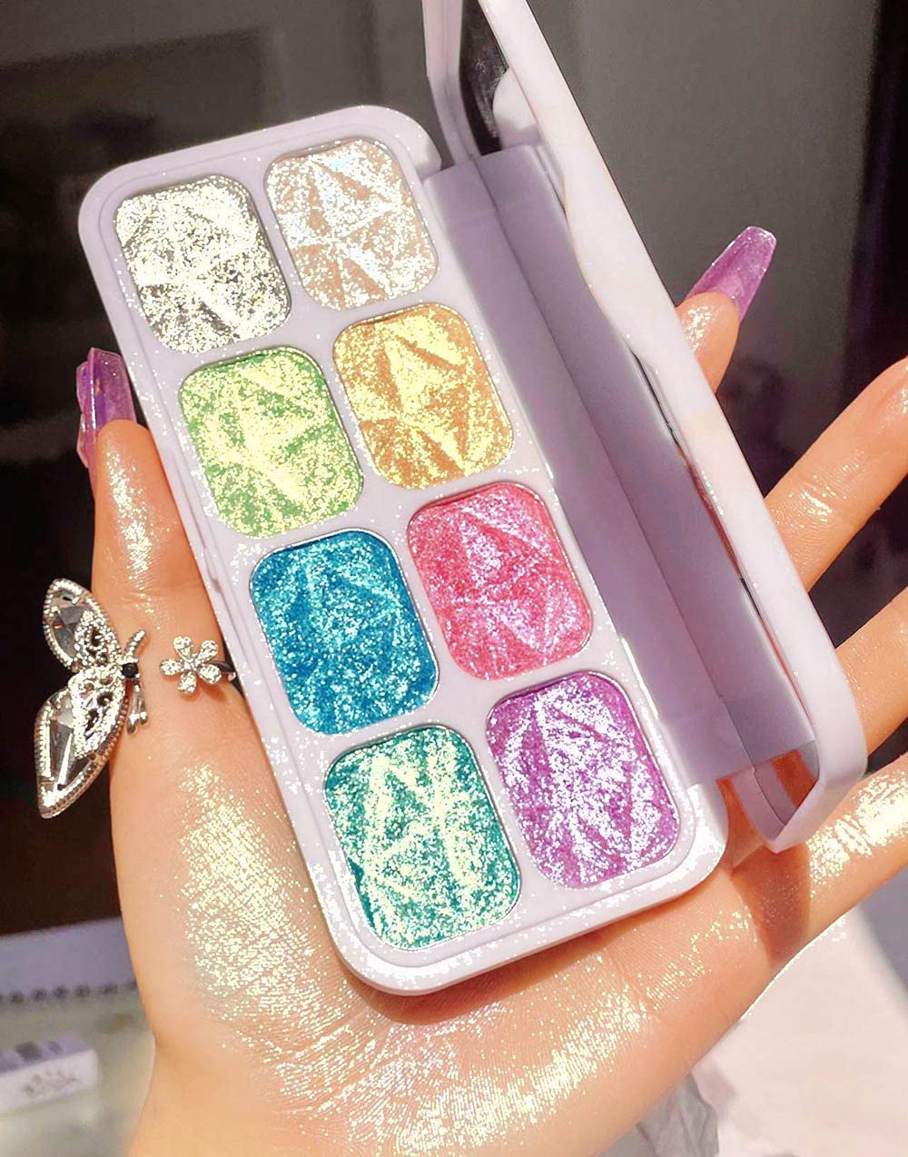 Foto 2 pulgar | Paleta De Maquillaje Evpct, Iluminador Facial Y Mejillas, 8 Colores, Shimmer - Venta Internacional.