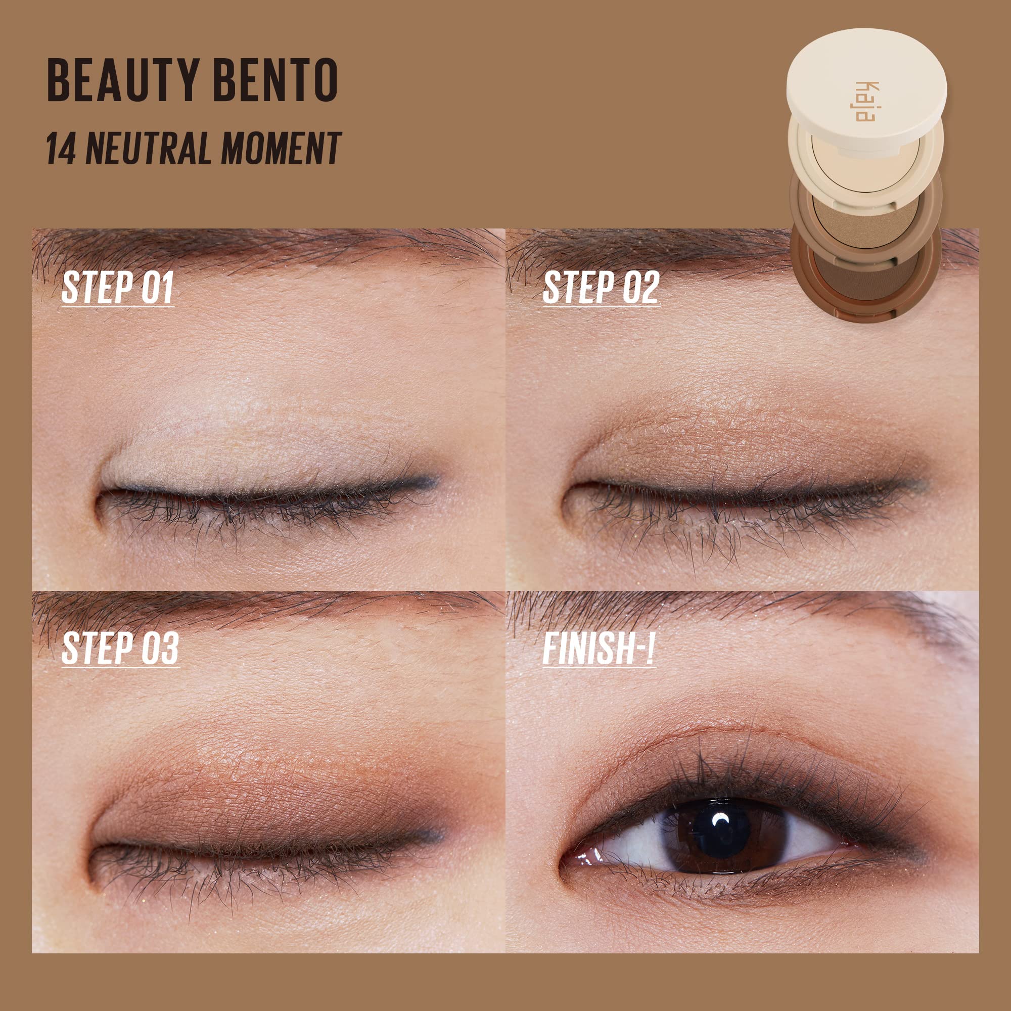 Foto 6 pulgar | Trio De Sombras De Ojos Kaja Beauty Bento Collection En Tonos Neutros - Venta Internacional.