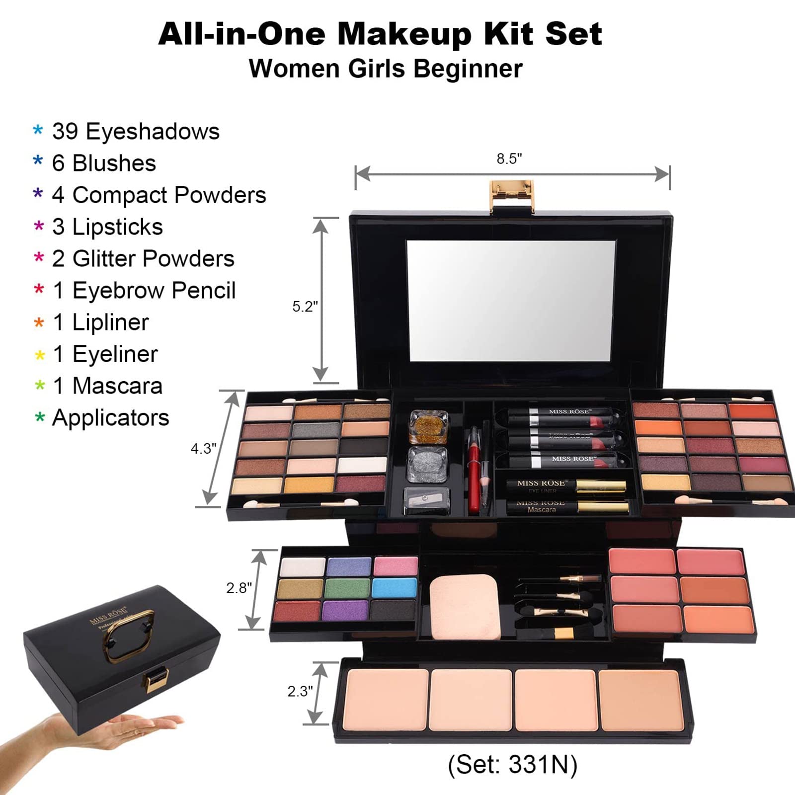 Foto 2 | Paleta De Maquillaje Miss Rose M 58 Color Con Kit Completo 331n Para Mujer - Venta Internacional.