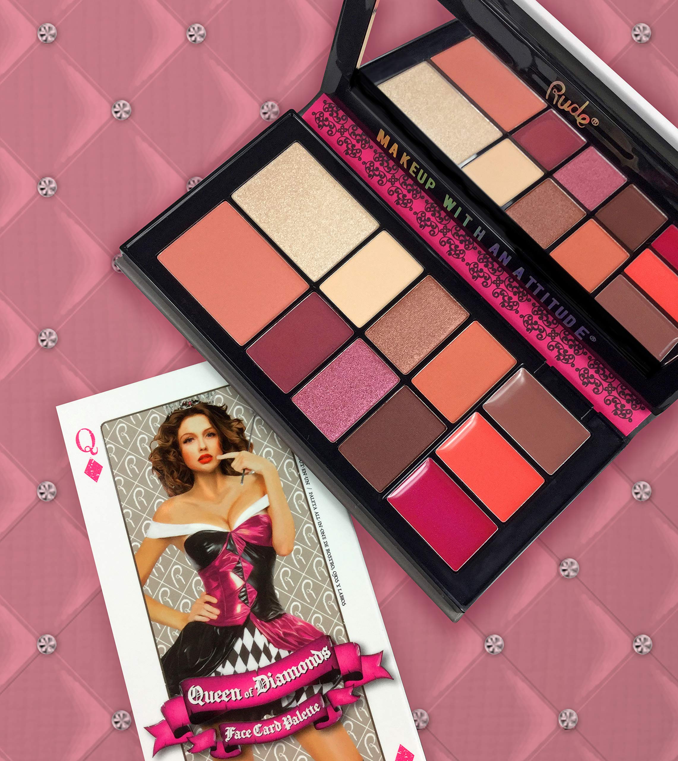 Foto 3 pulgar | Paleta De Maquillaje Rude Cosmetics Face Card Queen Of Diamonds - Venta Internacional.