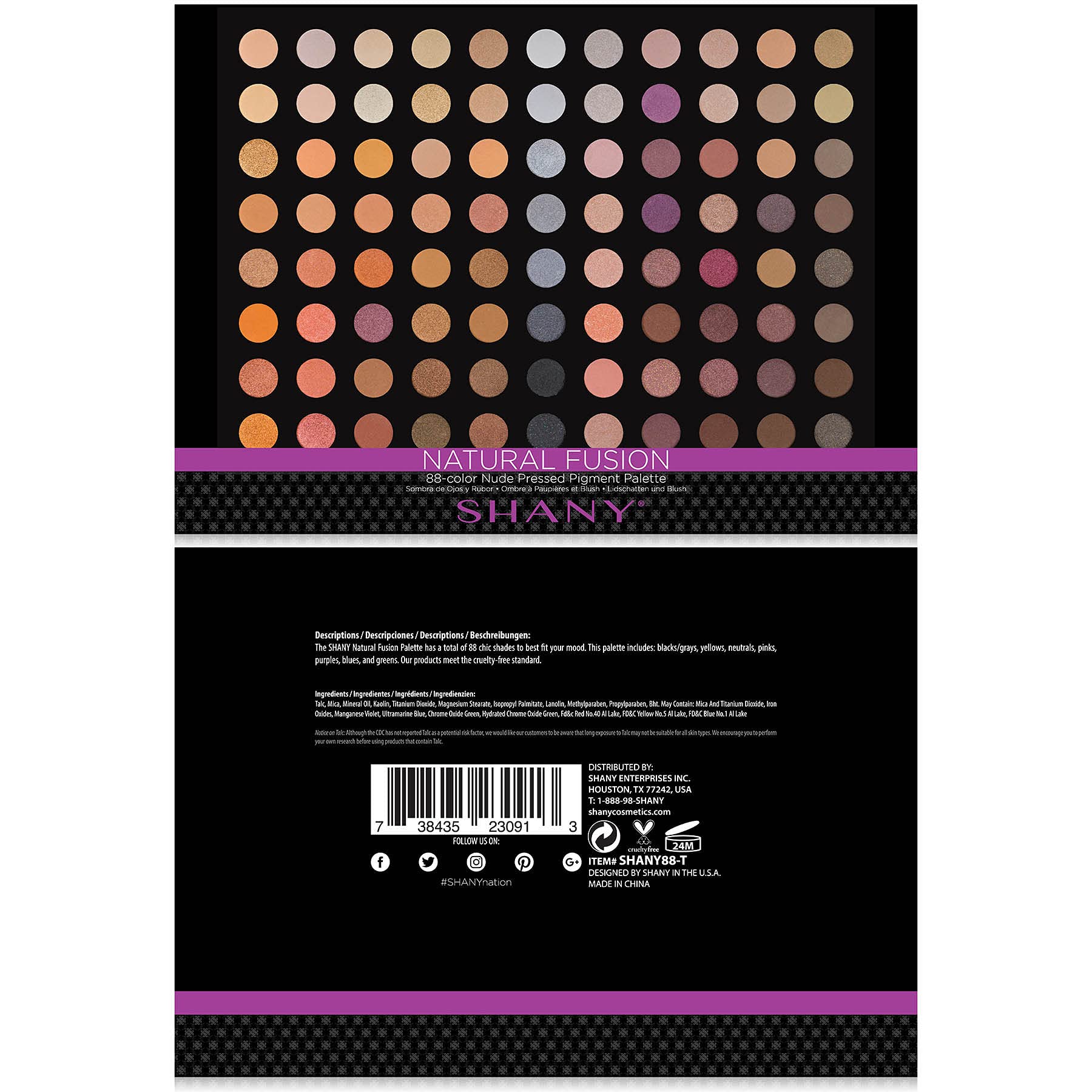 Foto 4 pulgar | Paleta De Sombras De Ojos Shany Natural Fusion 88 Colors Nude - Venta Internacional.