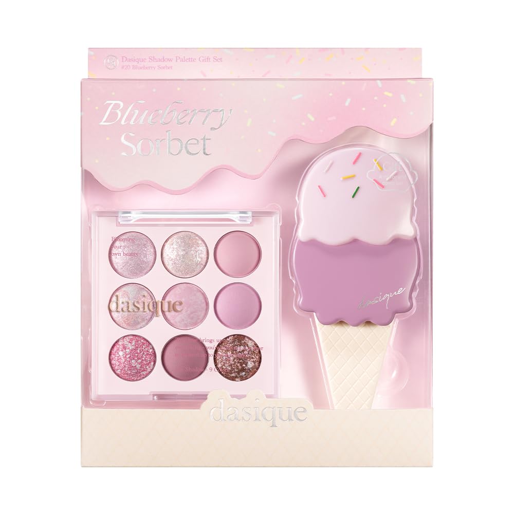Set De Sorbetes De Arándanos Dasique De Shadow Palette Con Espejo En Forma De Peine - Venta Internacional.