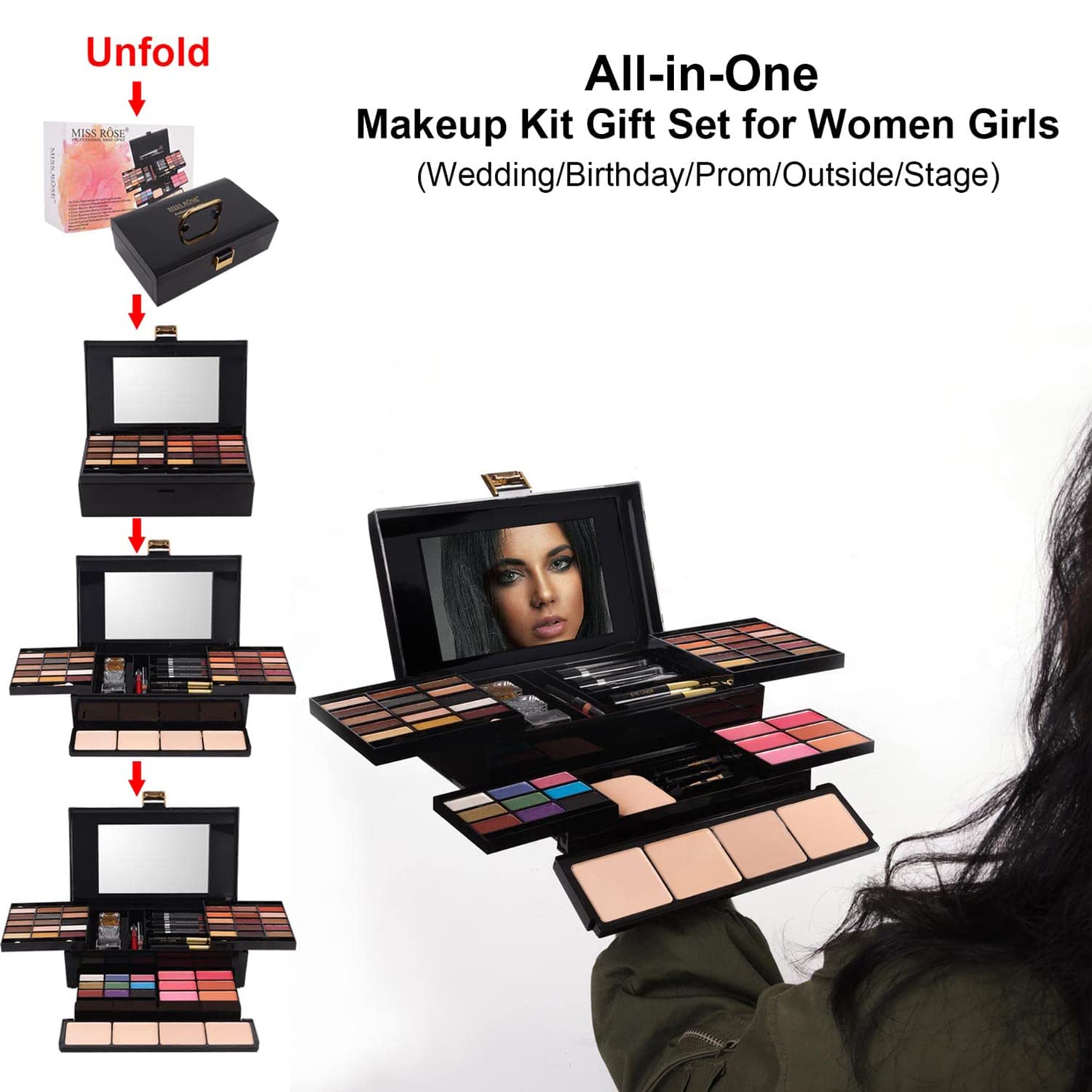 Foto 6 | Paleta De Maquillaje Miss Rose M 58 Color Con Kit Completo Para Mujer - Venta Internacional.