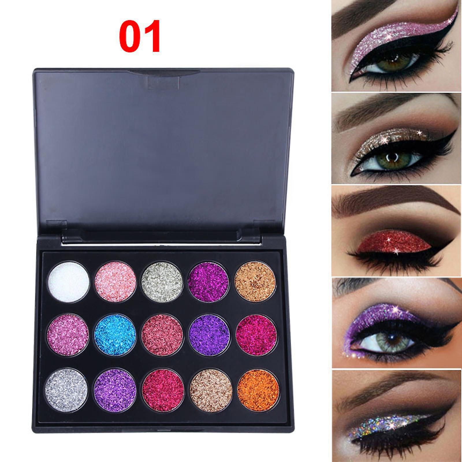 Foto 3 pulgar | Paleta De Sombras De Ojos Huoguo  15 Colores  Con Lentejuelas Brillantes - Venta Internacional.