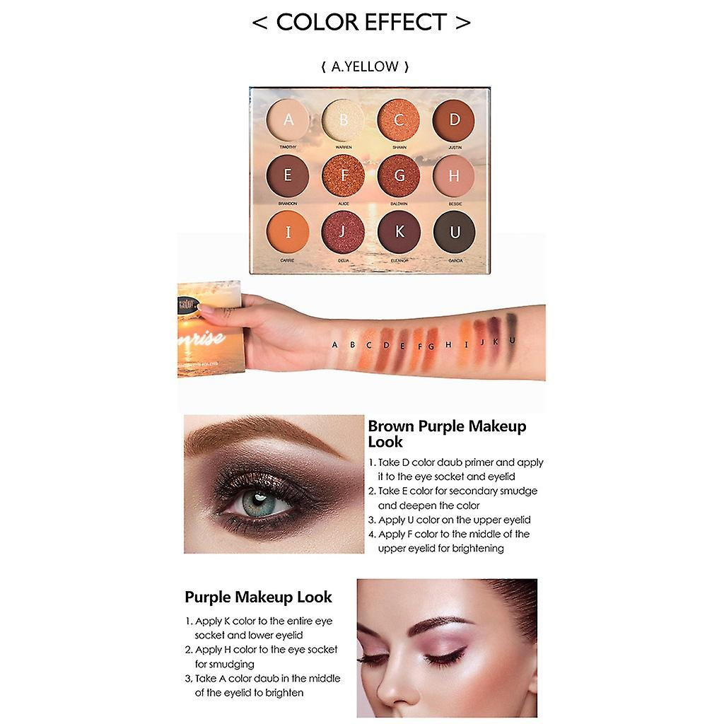Foto 4 | Paleta De Sombras De Ojos Huoguo 12 Colores Pearl Light Mate - Venta Internacional.