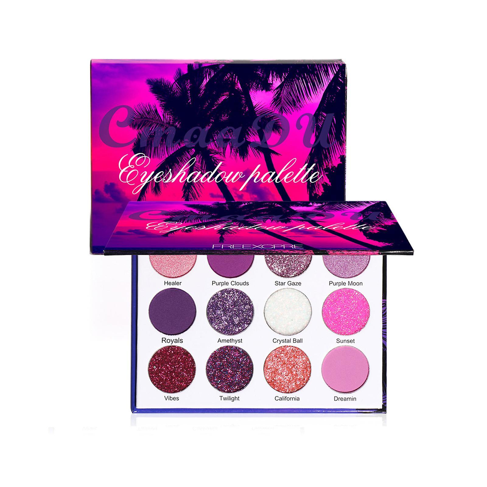 Foto 1 | Paleta De Sombras De Ojos Huoguo  12 Colores  Púrpura Brillante Y Mate Con Purpurina - Venta Internacional.
