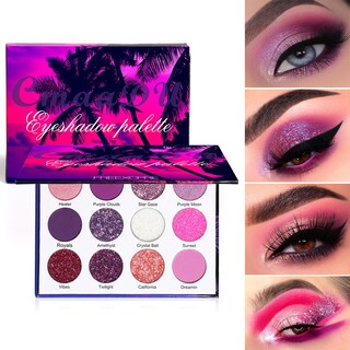 Foto 2 | Paleta De Sombras De Ojos Huoguo 12 Colores Púrpura Brillante Y Mate Con Purpurina - Venta Internacional.