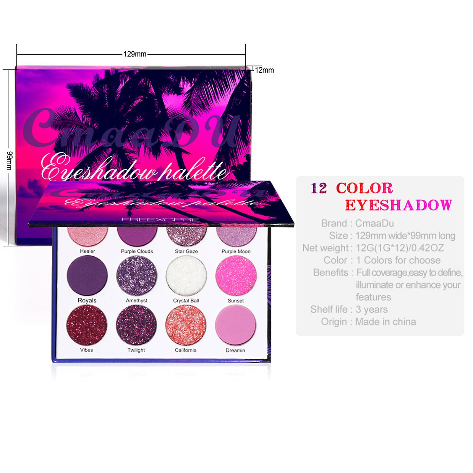 Foto 5 pulgar | Paleta De Sombras De Ojos Huoguo  12 Colores  Púrpura Brillante Y Mate Con Purpurina - Venta Internacional.