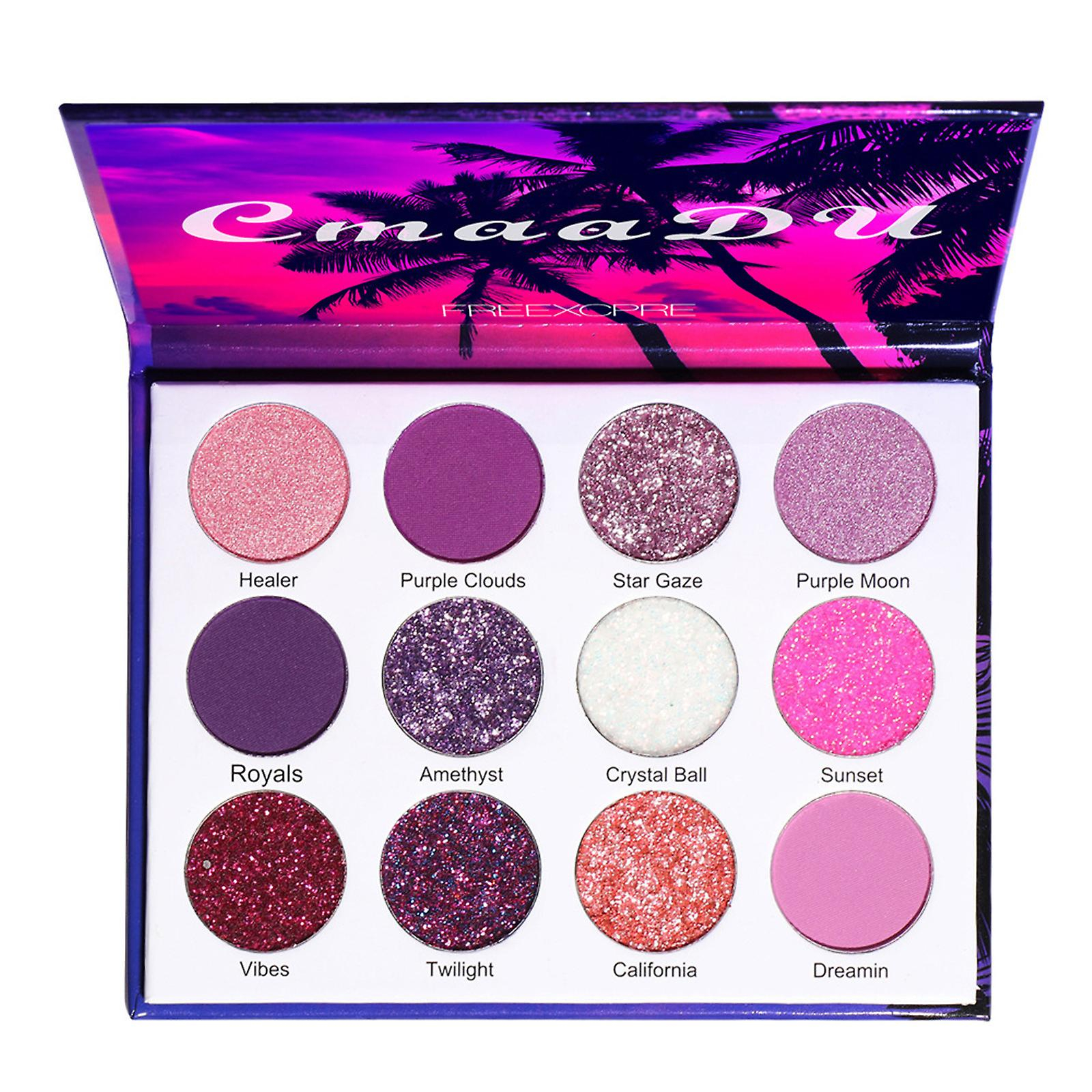 Foto 5 | Paleta De Sombras De Ojos Huoguo  12 Colores  Púrpura Brillante Y Mate Con Purpurina - Venta Internacional.