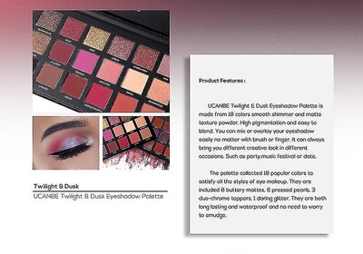 Foto 4 | Paleta De Sombras De Ojos Ucanbe Twilight Dusk 18 Colores Shimmer Mat - Venta Internacional.