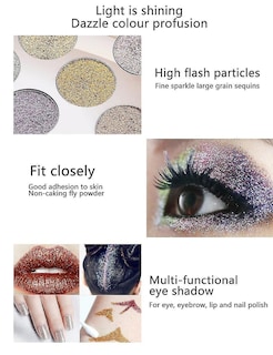 Foto 4 | Paleta De Sombras De Ojos Huoguo Purpurina Lentejuelas Impermeable 18 Colores - Venta Internacional.