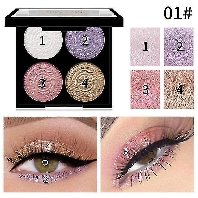 Paleta De Sombras De Ojos Huoguo  4 Colores  Brillante Y Perlado Mate - Venta Internacional.