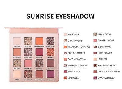 Foto 5 | Paleta De Sombras De Ojos Huoguo Sunrise 16 Colores Con Purpurina Mate - Venta Internacional.