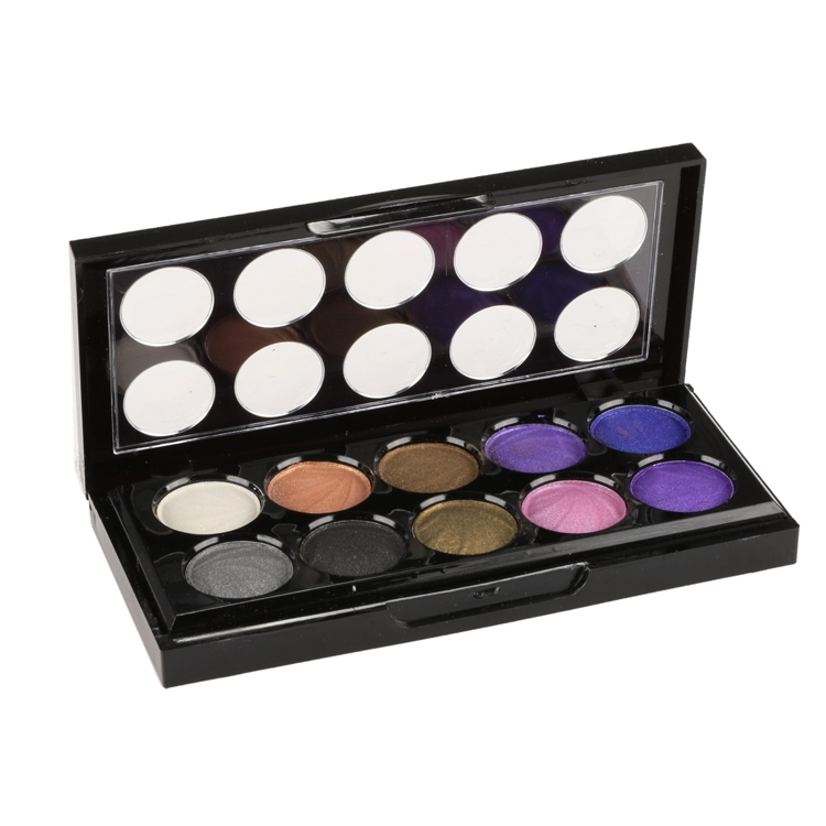 Paleta De Sombras De Ojos Genérica De 10 Colores Brillantes Con Funda Negra - Venta Internacional.