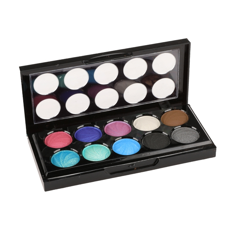 Paleta De Sombras De Ojos Genérica De 10 Colores Brillantes Con Funda Negra - Venta Internacional.