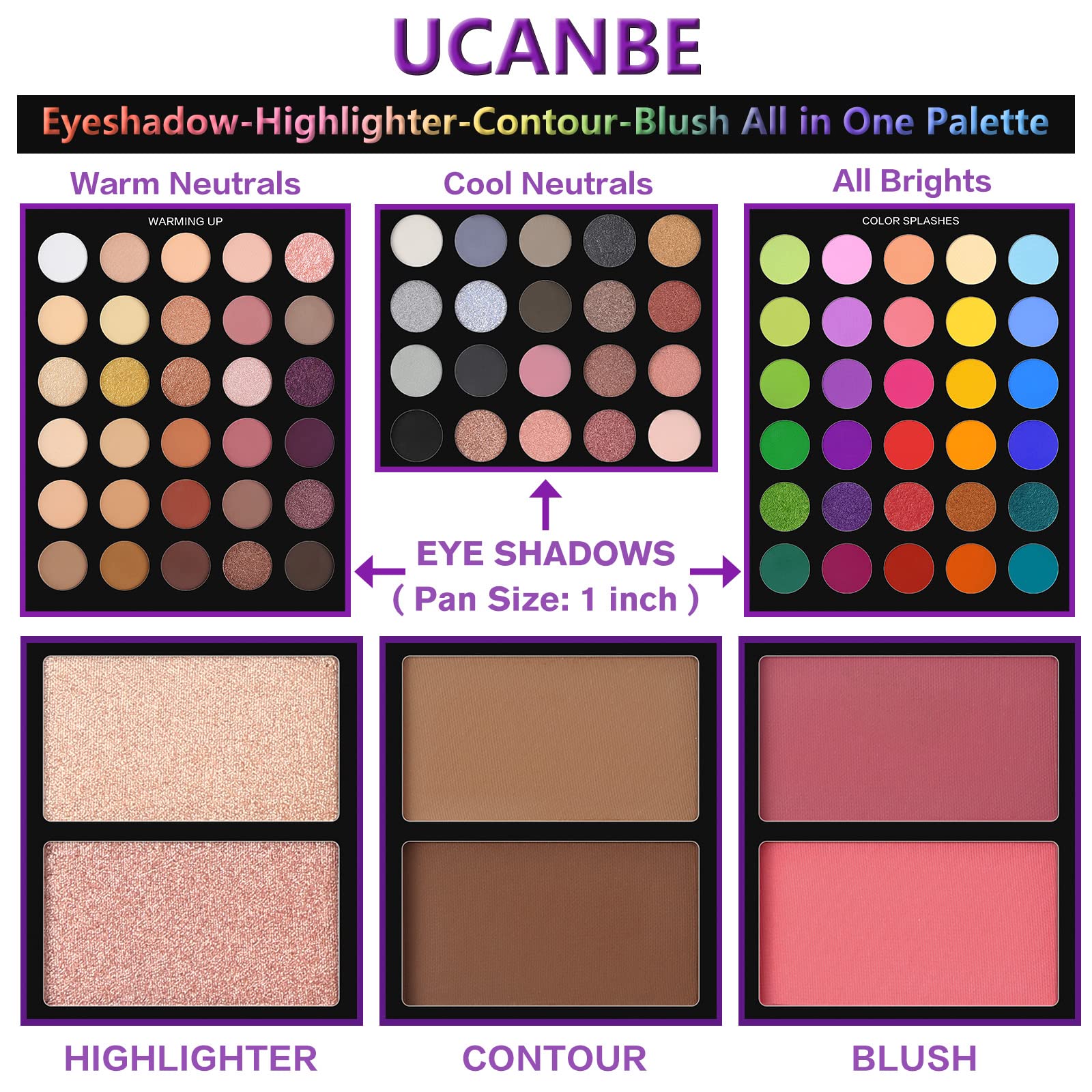 Foto 4 pulgar | Set De Maquillaje Ucanbe Paleta De Sombras De Ojos Con 15 Pinceles  86 Colores - Venta Internacional.