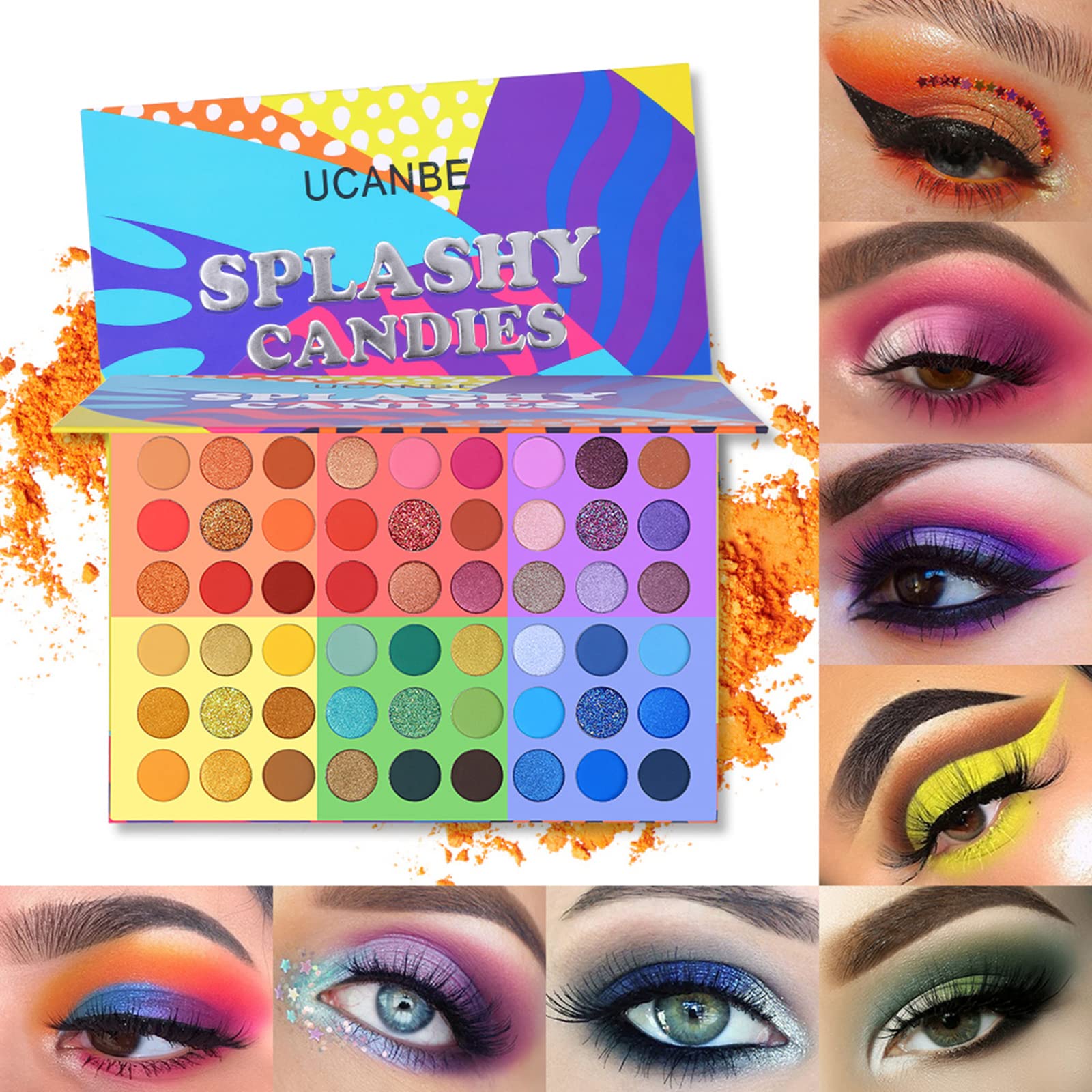 Foto 6 | Set De Paleta De Sombras De Ojos Y Brochas De Maquillaje Ucanbe Splashy Cardies - Venta Internacional.