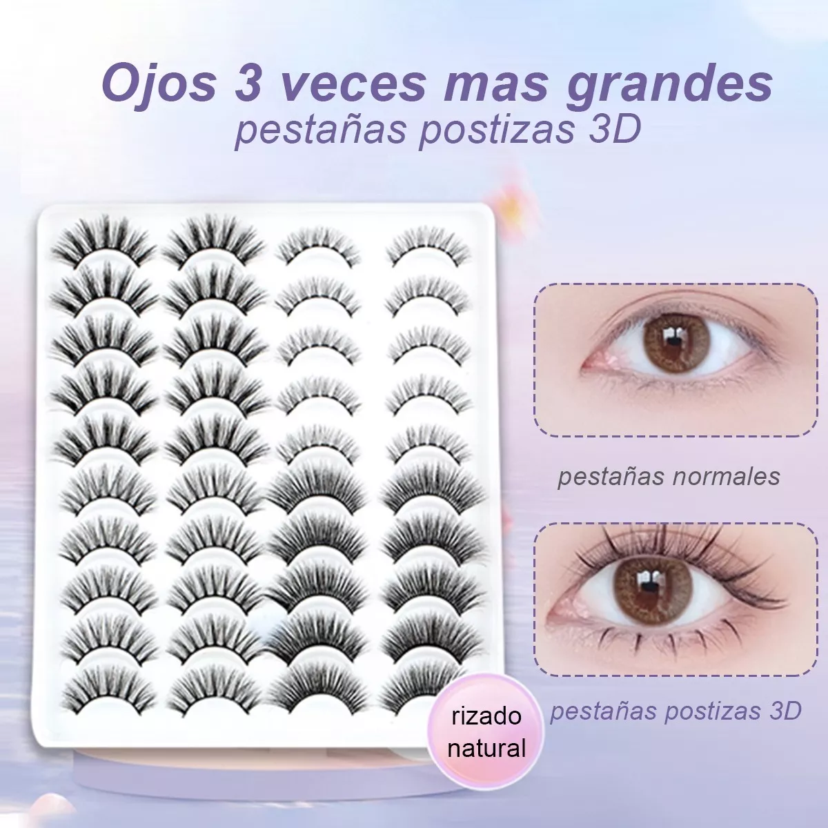 Foto 4 pulgar | Kit de Pestañas Postizas BELUG 3D Mixtas de Visón Natural 20 Pares