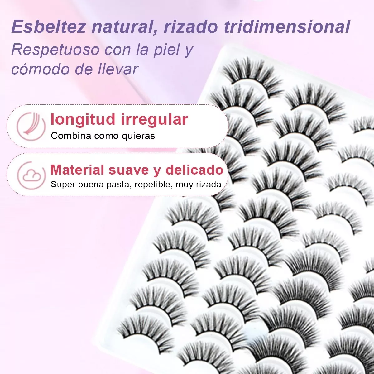 Foto 4 | Kit de Pestañas Postizas BELUG 3D Mixtas de Visón Natural 20 Pares