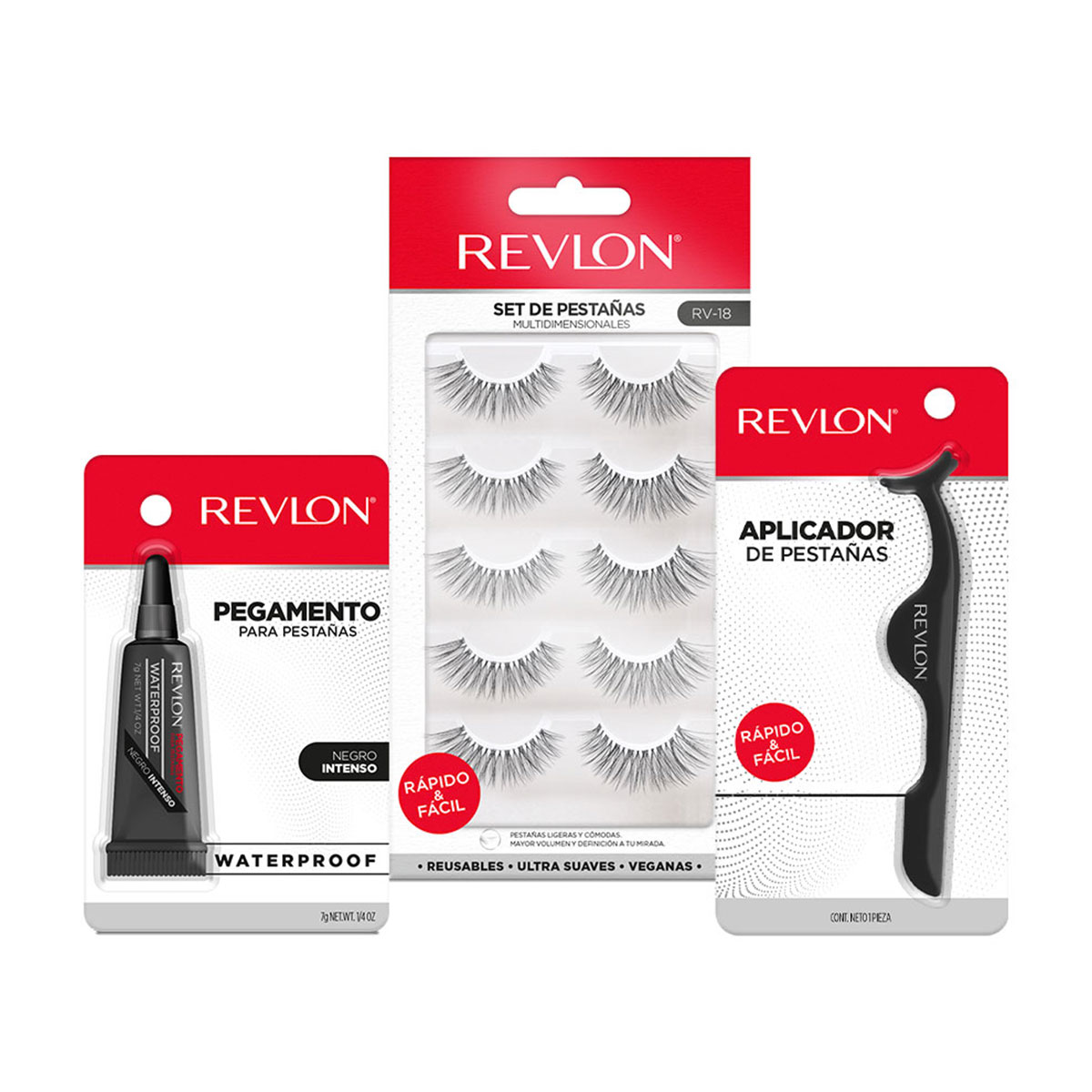 Foto 2 | 5 Pares de Pestañas Revlon Modelo 2 con Aplicador y Pegamento Negro Mix2