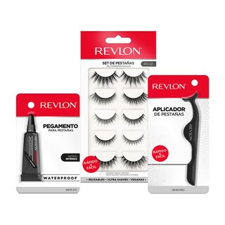 Foto 2 | Set de 5 Pares de Pestañas Revlon 6 con Aplicador y Pegamento Negro