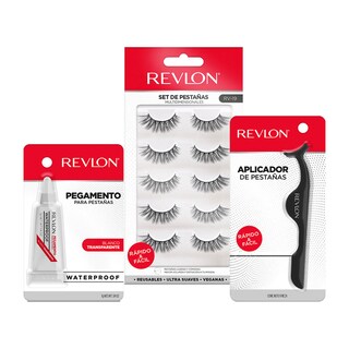 Foto 2 | Set de 5 Pares de Pestañas Revlon 3 con Aplicador y Pegamento Transparente