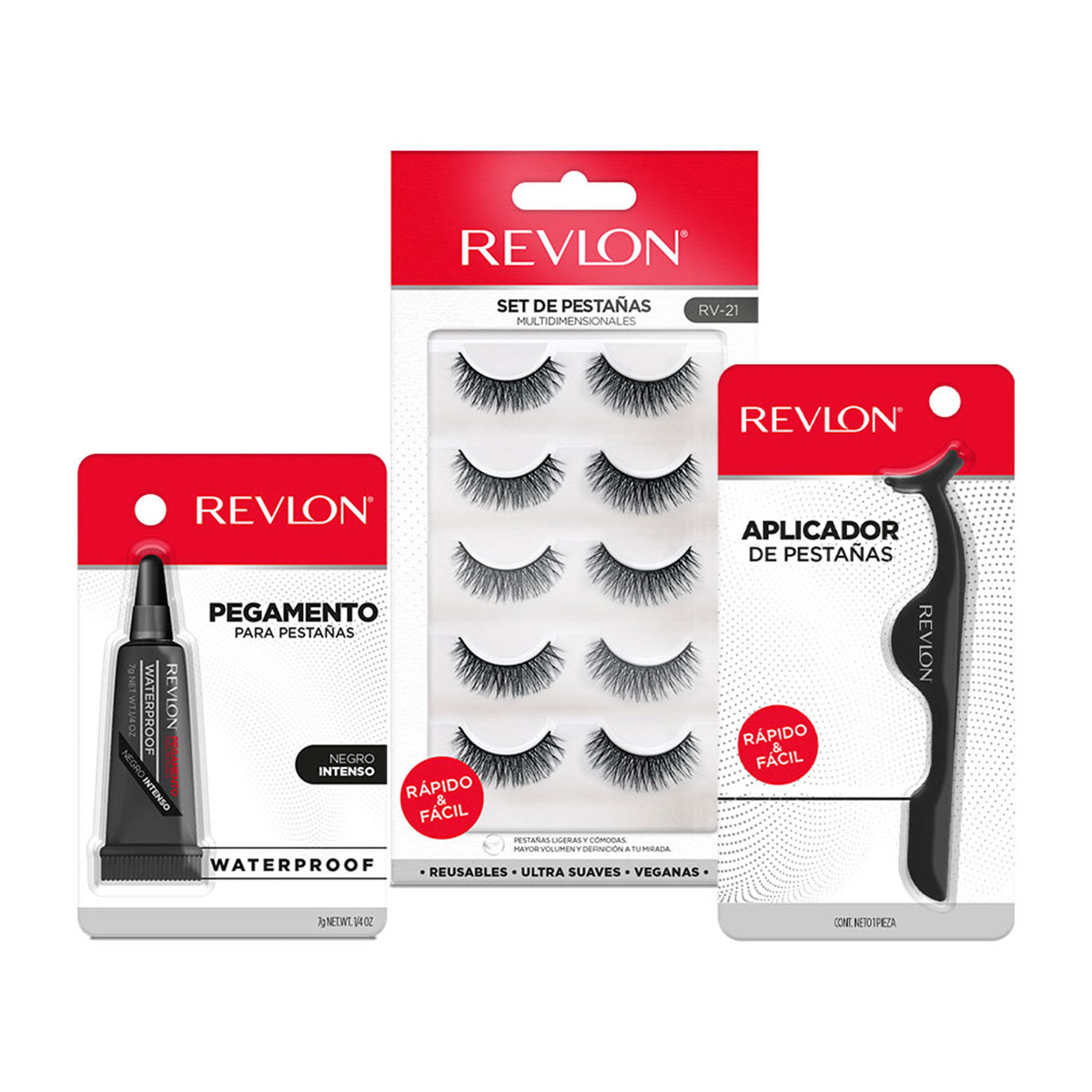 Foto 2 | Set de 5 Pares de Pestañas Revlon con Aplicador y Pegamento Negro