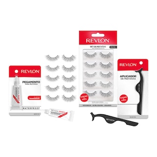 Foto 3 | Set de 5 Pares de Pestañas con Aplicador y Pegamento Transparente Revlon