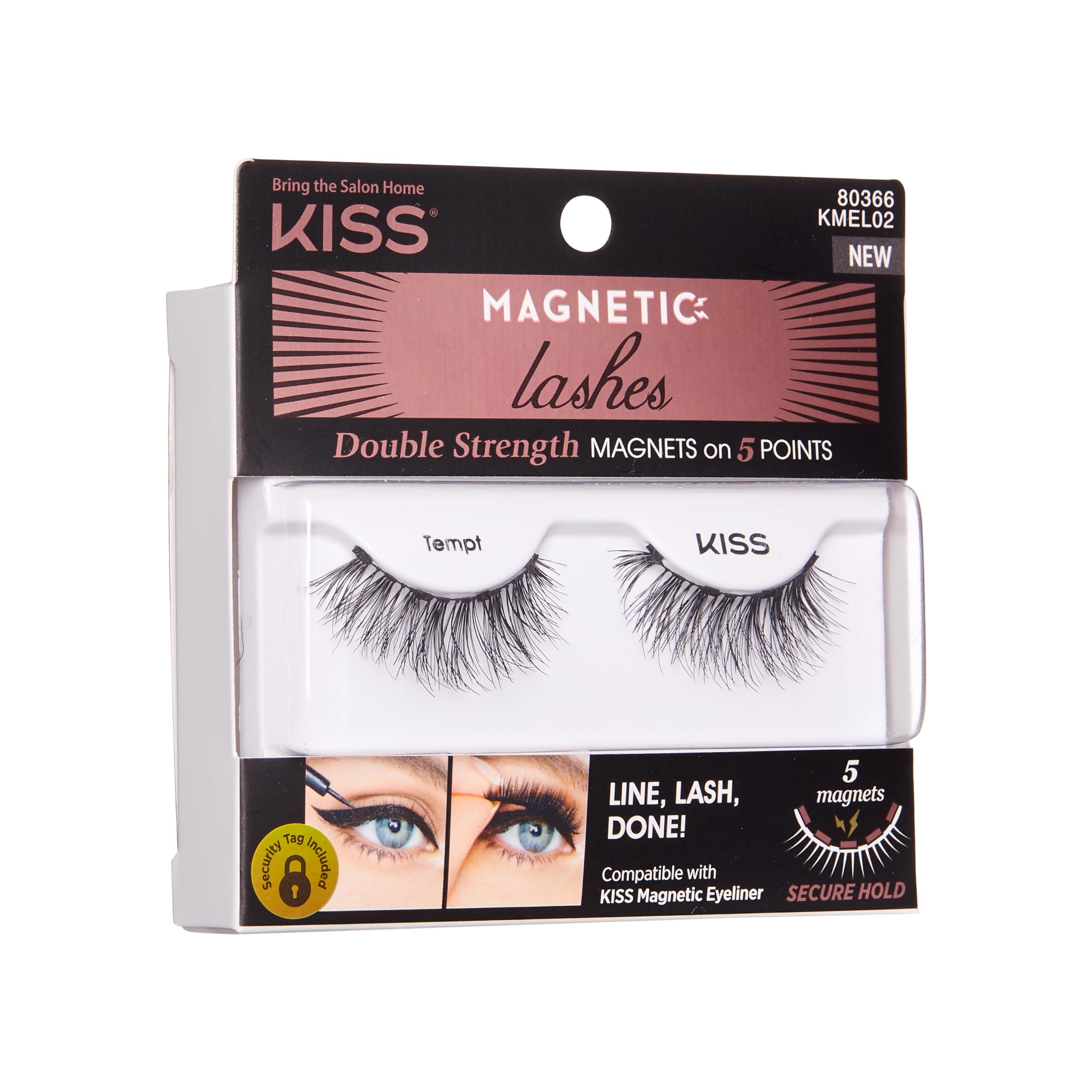 Foto 3 pulgar | Pestañas Postizas Kiss Magnetic Lashes Tempt, 1 Par, Negras - Venta Internacional.