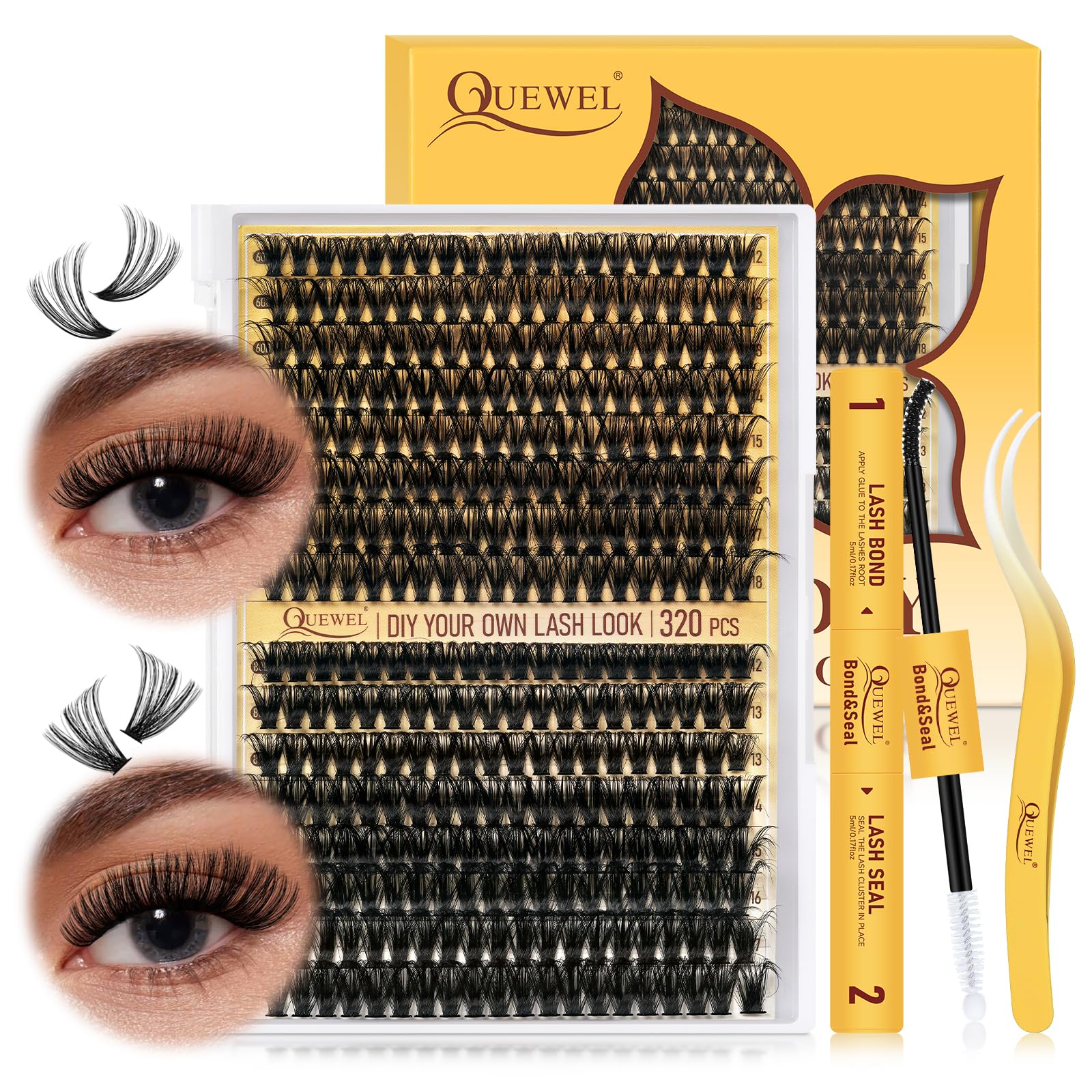 Foto 2 pulgar | Kit De Extensión De Pestañas Quewel 320 Unidades Wispy Lash Clusters 60d+80d - Venta Internacional