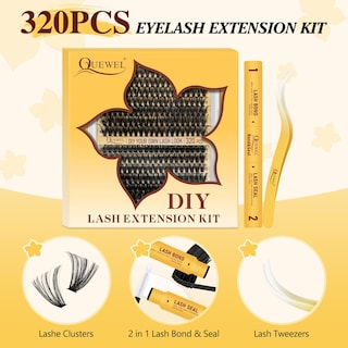 Foto 5 | Kit De Extensión De Pestañas Quewel 320 Unidades Wispy Lash Clusters 60d+80d - Venta Internacional