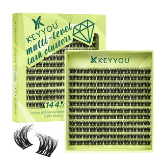 Foto 1 | Eyelash Cluster Keyyou, Rizo En Forma De D Con Efecto 3d, 10 Mm, 144 Unidades - Venta Internacional.