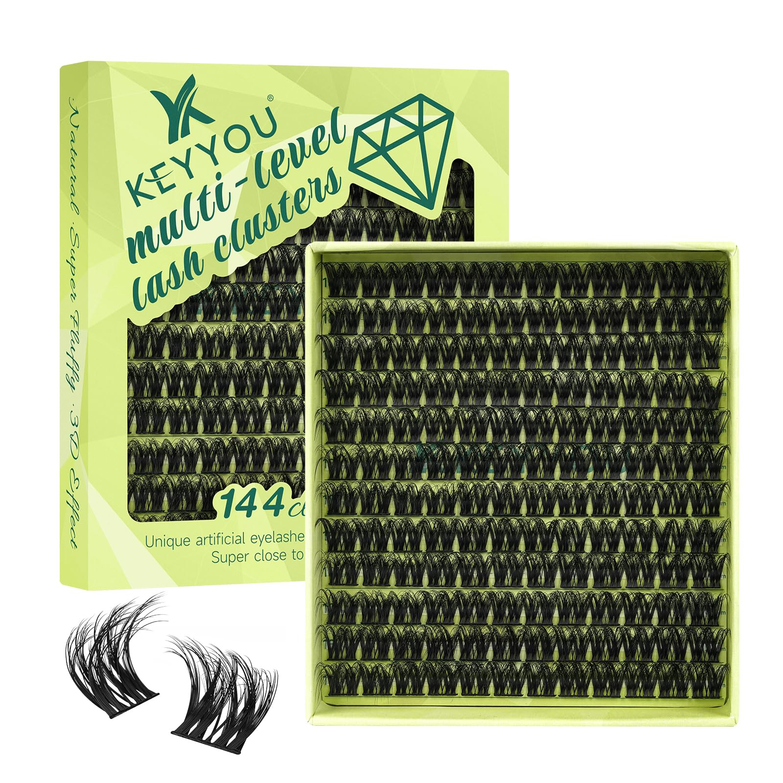 Eyelash Cluster Keyyou, Rizo En Forma De D Con Efecto 3d, 18 Mm, 144 Unidades, Elixir-d-18 - Venta Internacional.