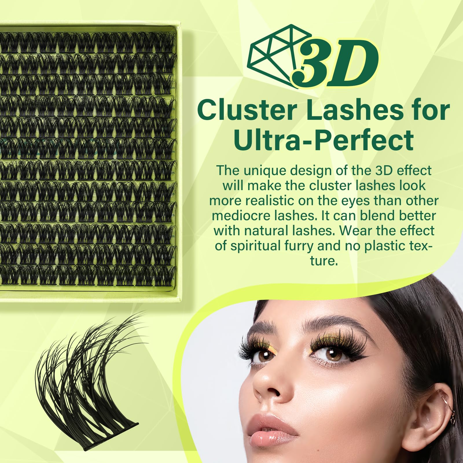 Foto 3 | Eyelash Cluster Keyyou, Rizo En Forma De D Con Efecto 3d, 18 Mm, 144 Unidades, Elixir-d-18 - Venta Internacional.