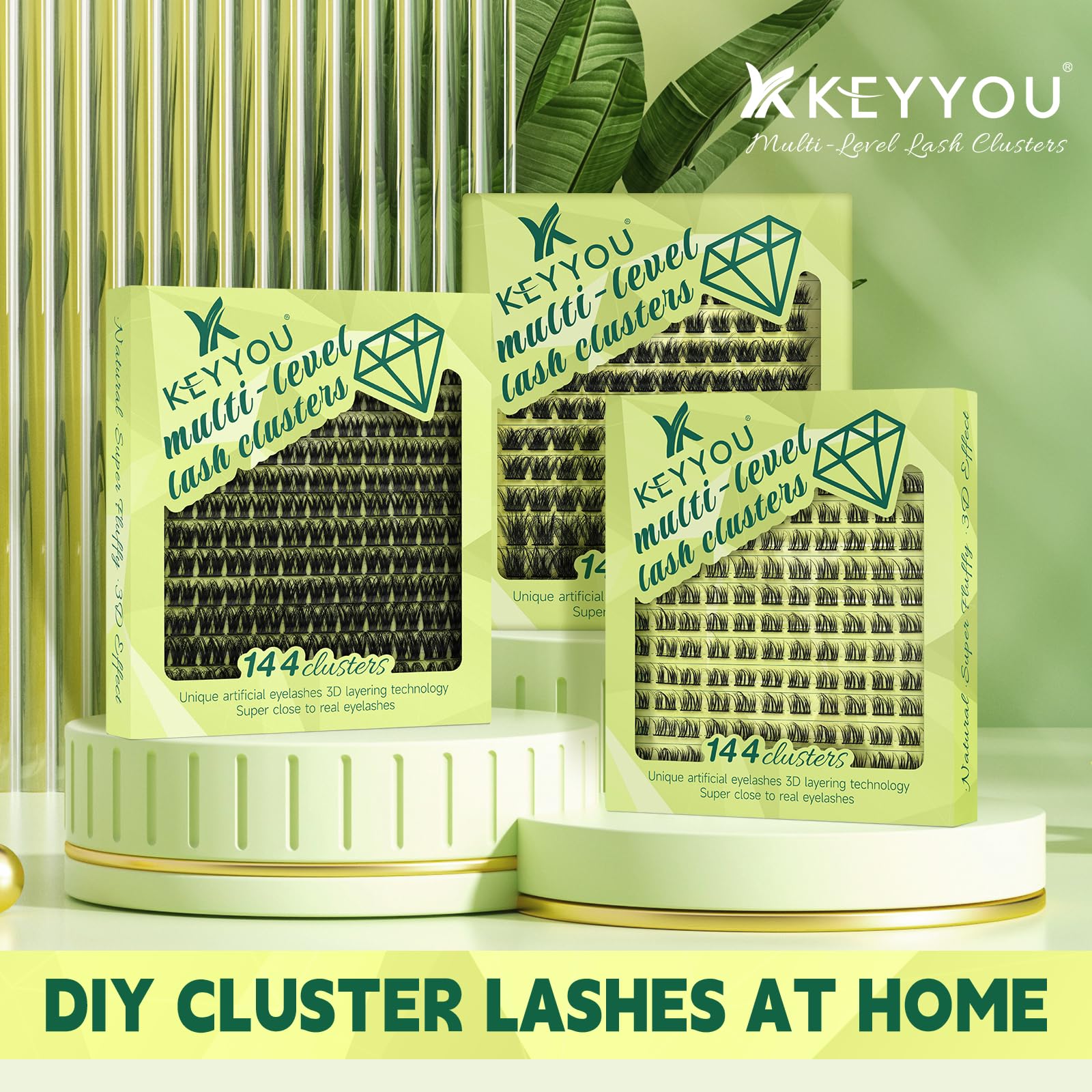 Foto 7 | Eyelash Cluster Keyyou, Rizo En Forma De D Con Efecto 3d, 12 Mm, 144 Unidades - Venta Internacional.