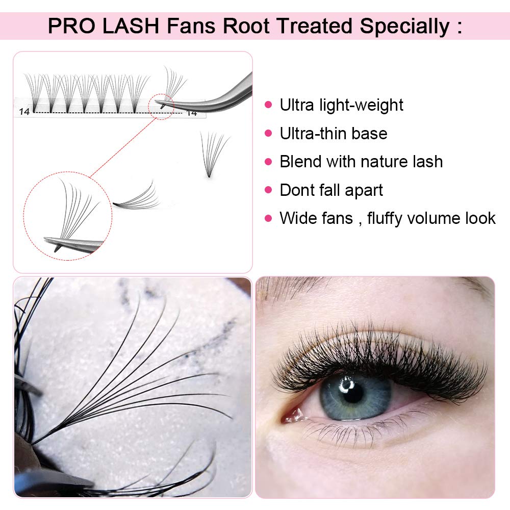 Foto 3 pulgar | Extensiones De Pestañas Con Volumen Prefabricadas Pro Lashbeauty 7d-c 0.07 14 Mm - Venta Internacional.