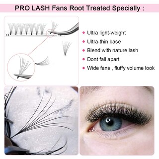 Foto 2 | Extensiones De Pestañas Con Volumen Prefabricadas Pro Lashbeauty 7d-c 0.07 14 Mm - Venta Internacional.