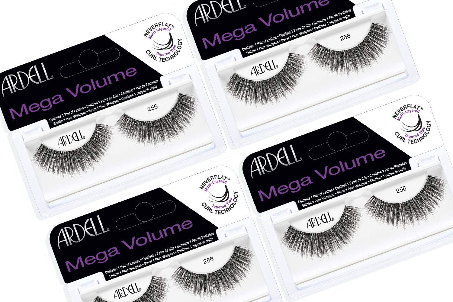 Foto 1 | Pestañas Postizas Ardell Mega Volume Lash 256 Con Rizo (paquete De 4) - Venta Internacional.