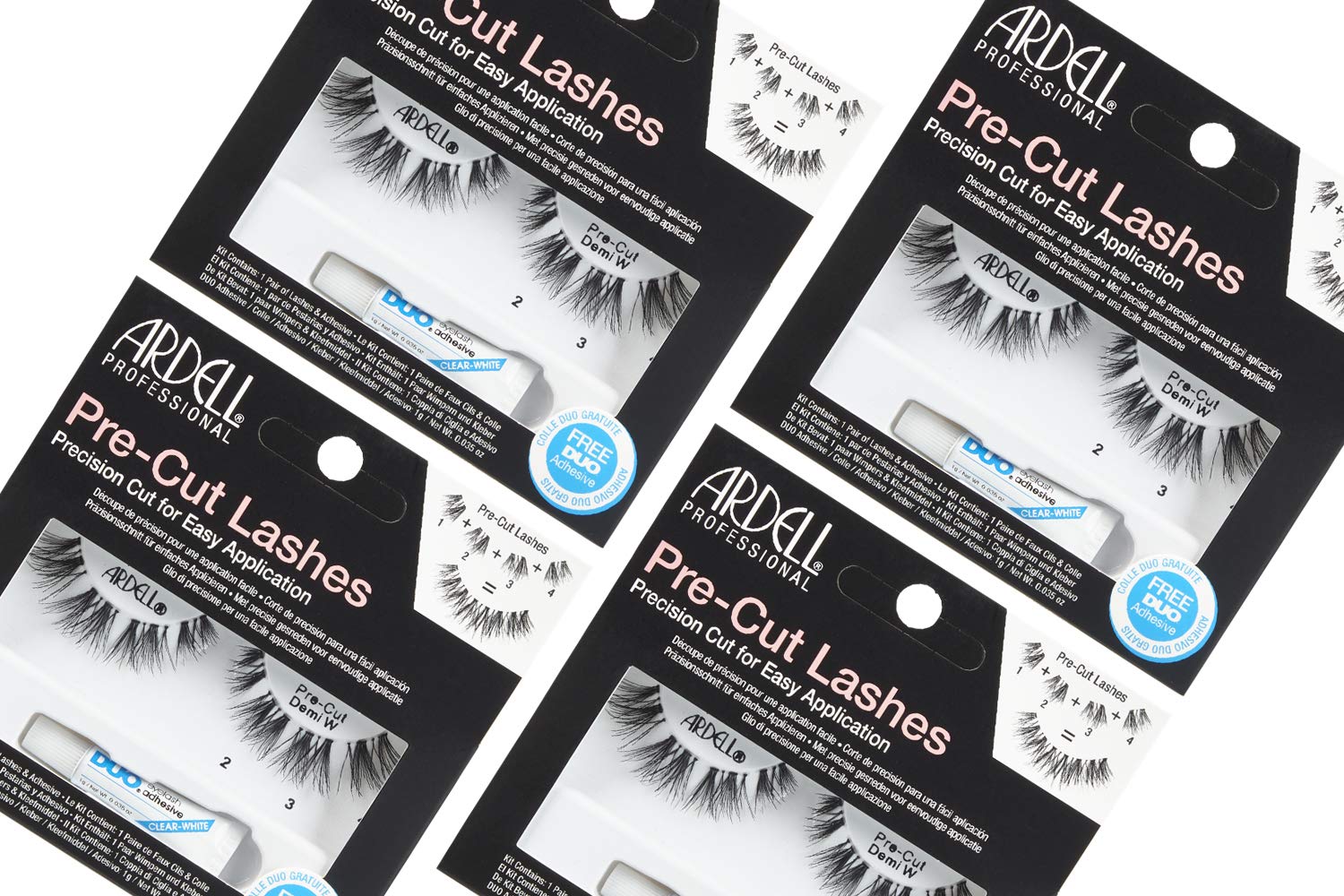 Pestañas Postizas Ardell Demi Wispies Precortadas Con Adhesivo Duo X4 - Venta Internacional.