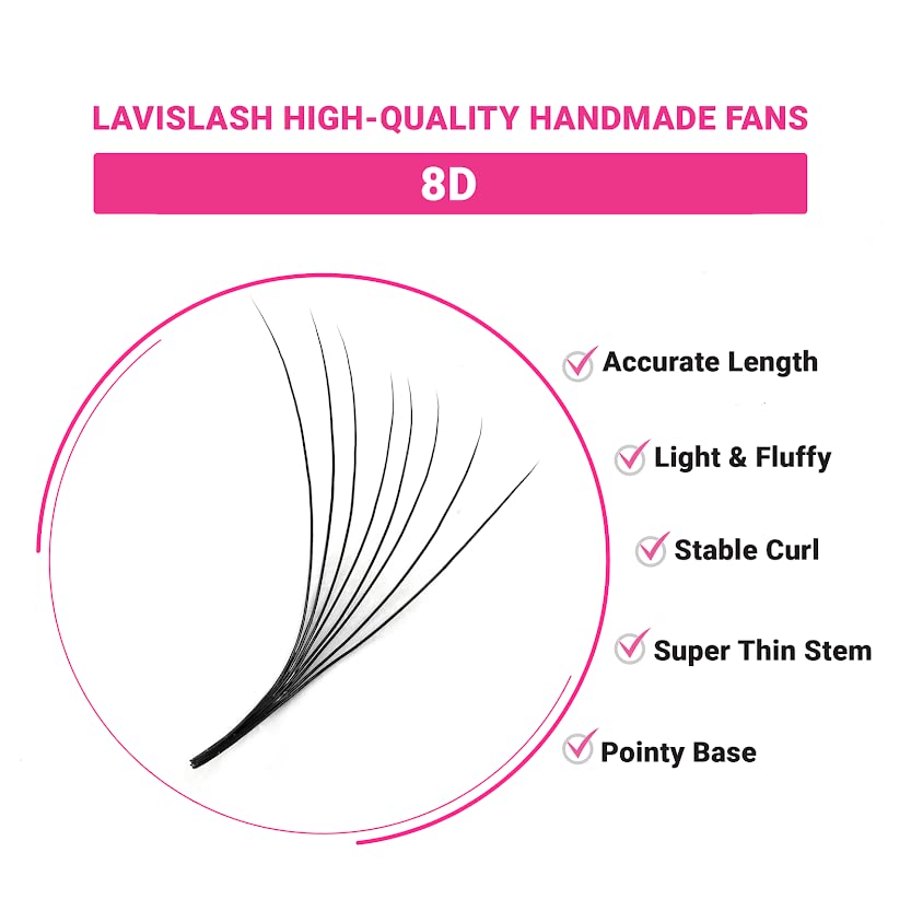 Foto 5 pulgar | Extensiones De Pestañas Lavislash 1000 Promade Fans, Volumen 8d, 0,05 Mm - Venta Internacional.
