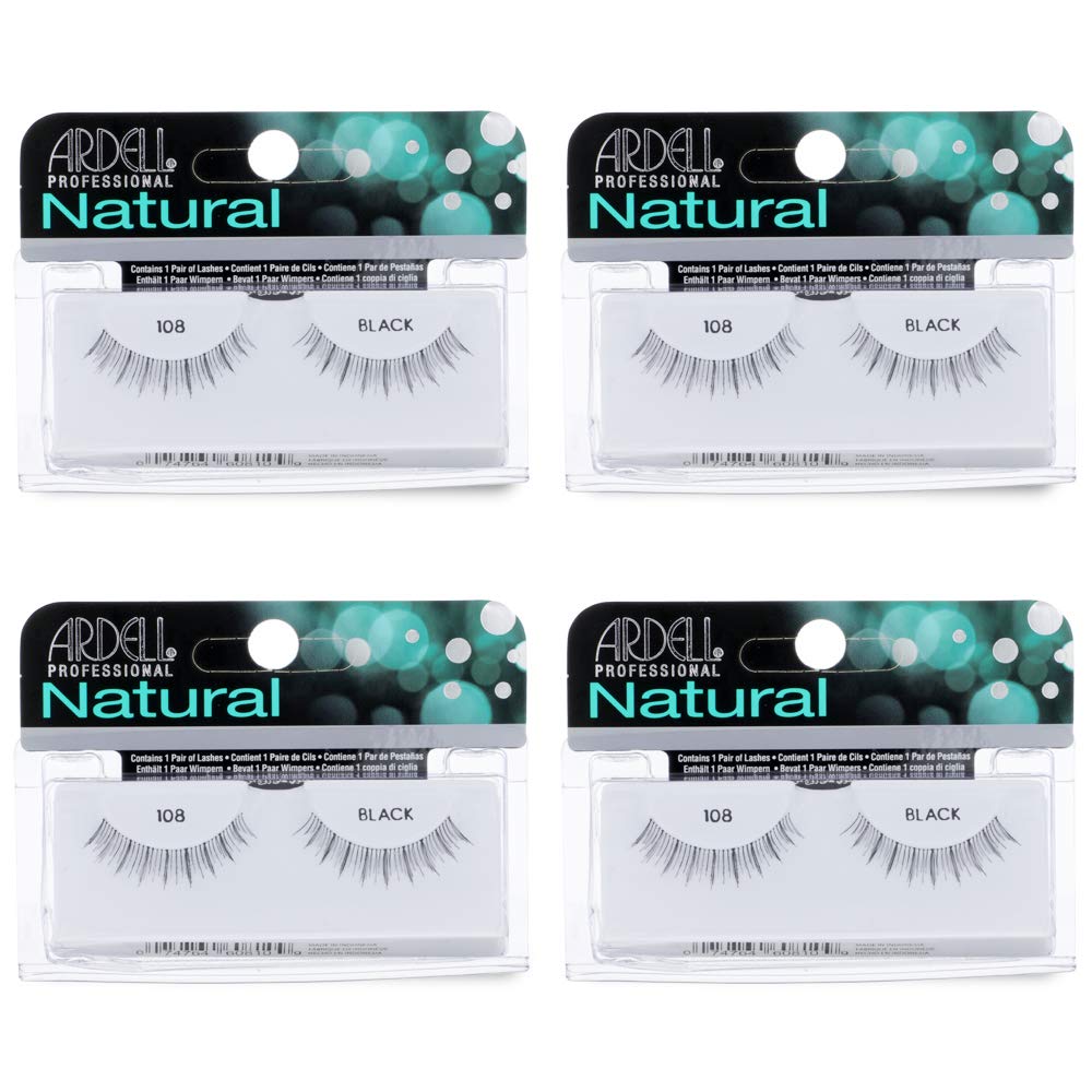 Foto 2 pulgar | Pestañas Postizas Ardell Natural Lashes 108 Negras (paquete De 4) - Venta Internacional.