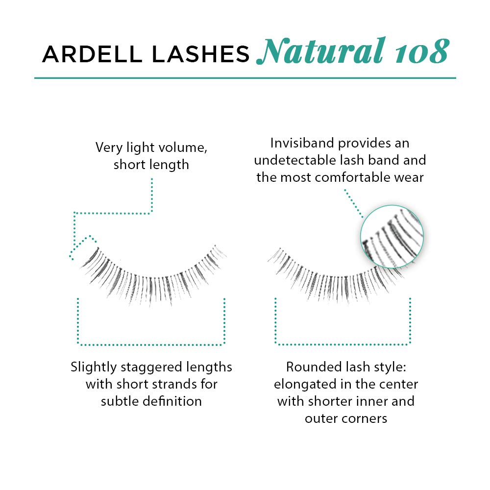 Foto 5 pulgar | Pestañas Postizas Ardell Natural Lashes 108 Negras (paquete De 4) - Venta Internacional.