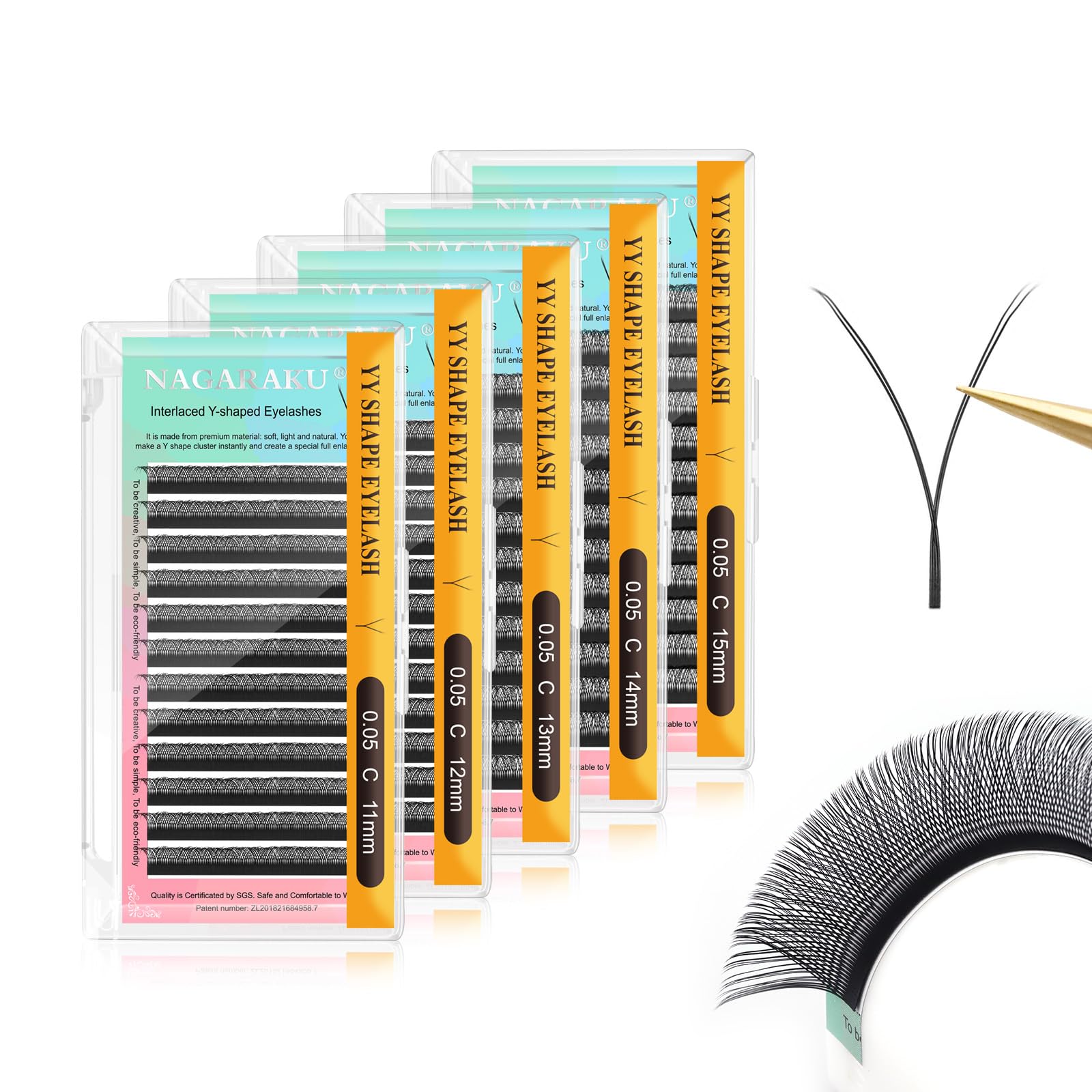 Extensiones De Pestañas Nagaraku Yy, 0,05 Mm, Rizo En C, 11-15 Mm, 5 Bandejas - Venta Internacional.