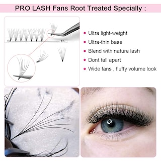 Foto 2 | Extensiones De Pestañas Con Volumen Prefabricadas Pro Lashbeauty 6d-c 0.07 12 Mm - Venta Internacional.