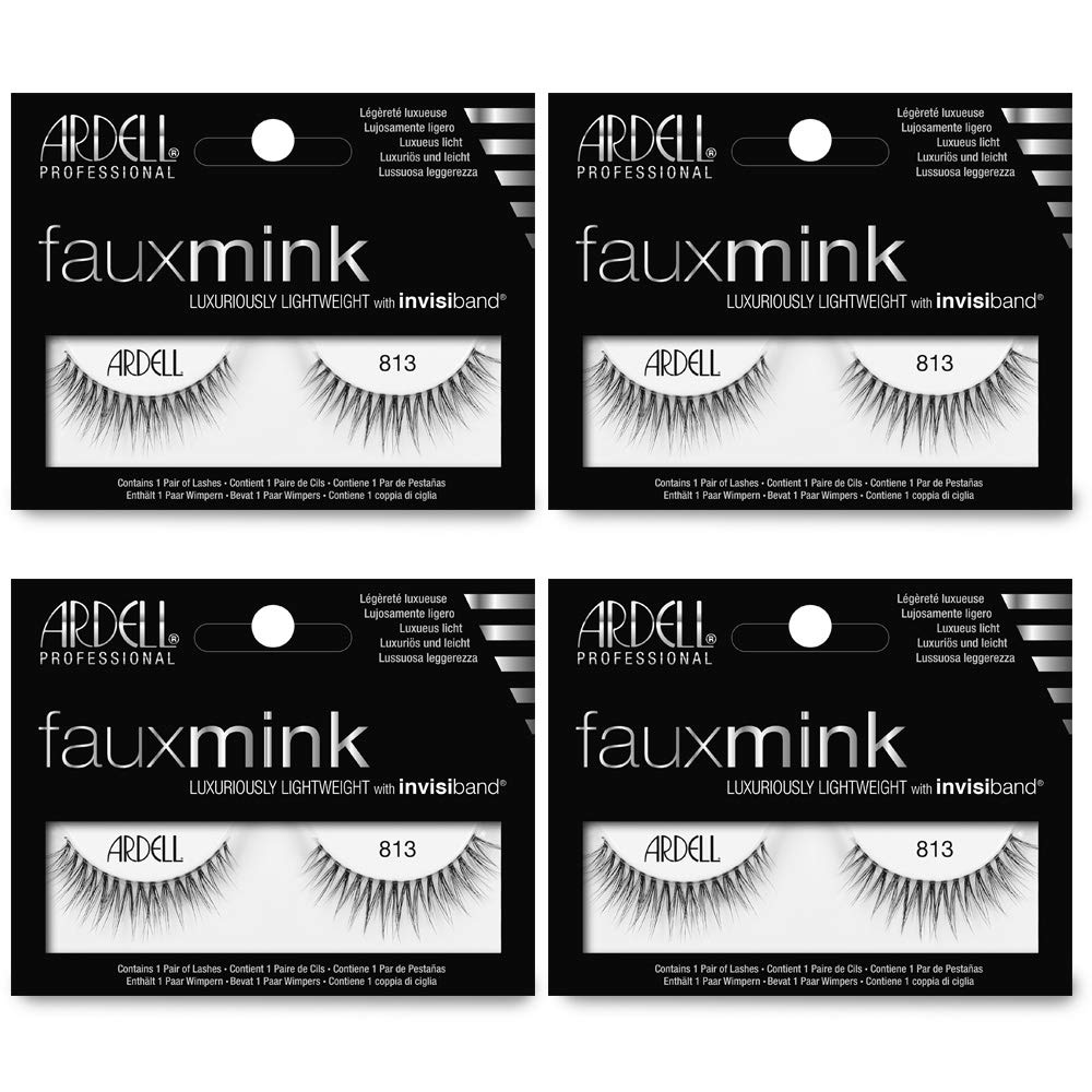 Pestañas Postizas Ardell Faux Mink 813 Negras, Paquete De 4 - Venta Internacional.