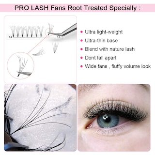 Foto 2 | Extensiones De Pestañas Con Volumen Prefabricadas Pro Lashbeauty 5d-c 0.10 16 Mm - Venta Internacional.