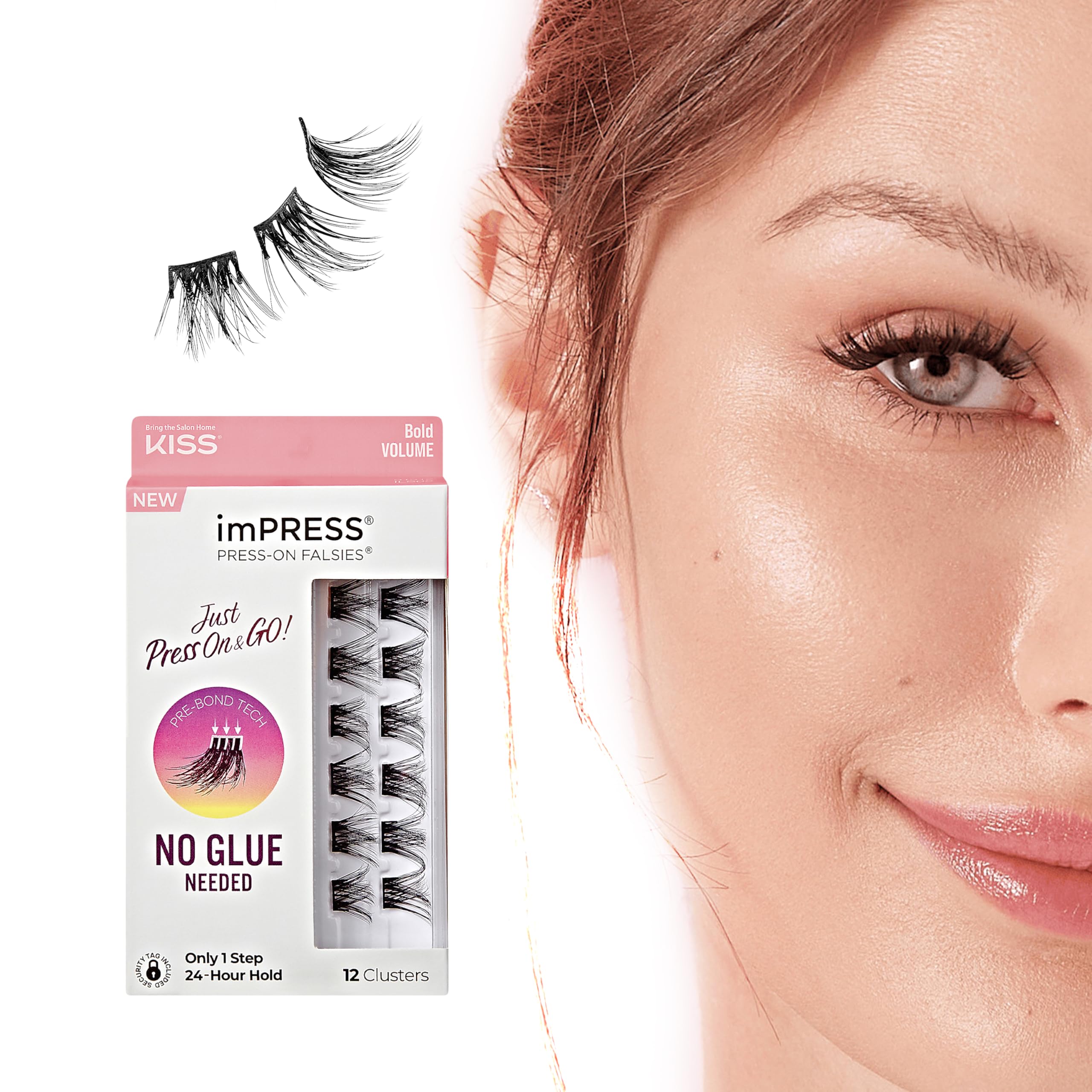 Pestañas Postizas Kiss Impress Lash Clusters, Atrevidas, Naturales, 12-14 Mm - Venta Internacional.