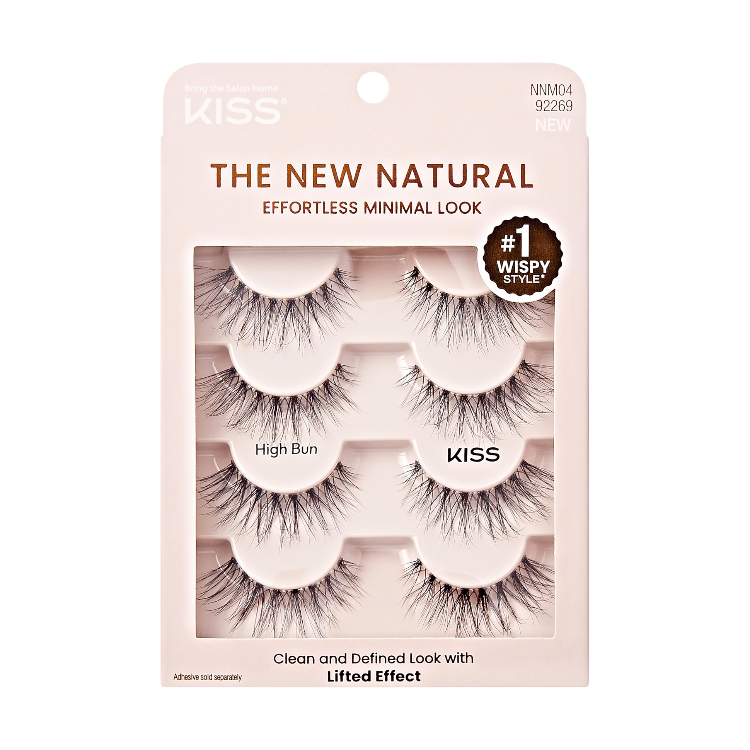 Pestañas Postizas Kiss The New Natural High Bun 12 Mm, 4 Pares - Venta Internacional.